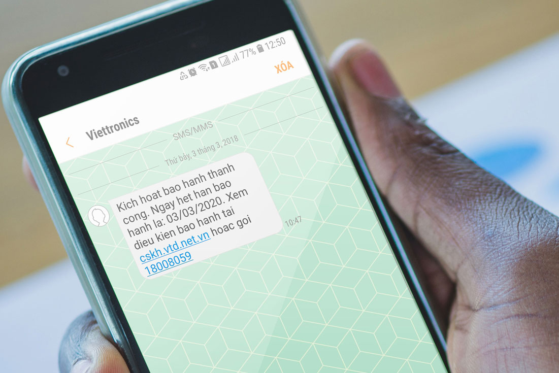 Kích hoạt bảo hành điện tử bằng SMS thực hiện như thế nào
