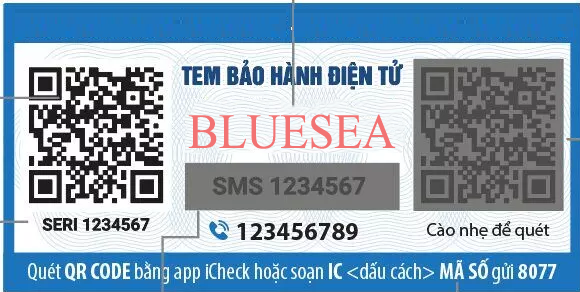 Tem bảo hành điện tử Qr Code Bluesea